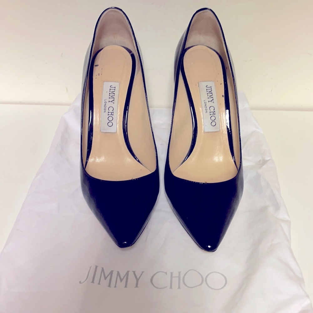 Jimmy Choo Love 100 Patent Black Leather Pump